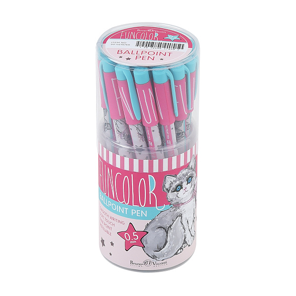 Ручка шариковая 0,5 мм "HappyWrite. FunColor.Кошка" СИНЯЯ