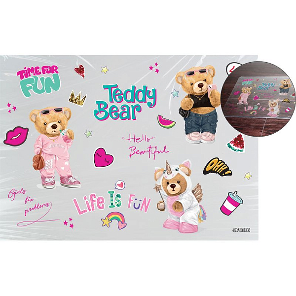 Клеёнка для труда прозрачная "deVENTE. Teddy Bear"" 70x50 см, PVC, цветным рисунком, плотность 150мкм