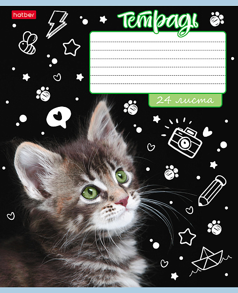 Тетрадь 24 листа в линию "Ушки на макушке" 65г/кв.м, скругленные углы, микс 5 вид