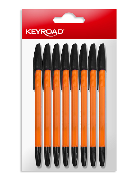 Ручка шариковая KEYROAD 1,0мм, черная, оранжевый корпус