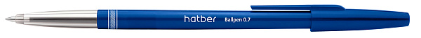 Ручка шариковая 0,7 мм Hatber B-2 Синяя масл. с колпачком и клипом Мини-Дисплее