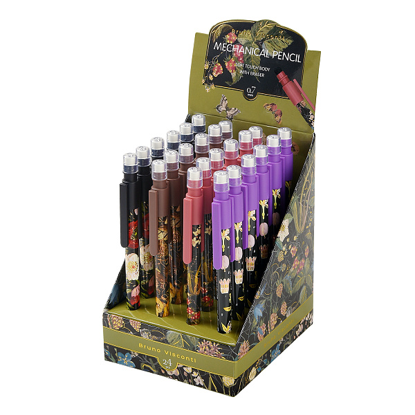 Карандаш автомат. 0,7 мм "Flora.Black night" с ластиком