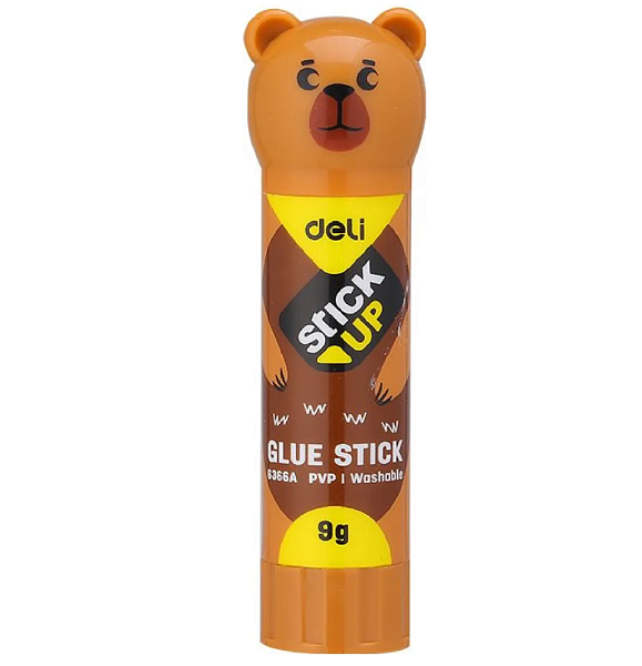 Клей-карандаш  09 г Deli корп.ассорти ПВП дисплей картонный детский Stick UP