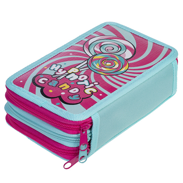 Пенал 3секц. д/дев. 190*110 Hatber "Sweets" с табл.умножения  на молнии глянц. ламин. в индив.упак.