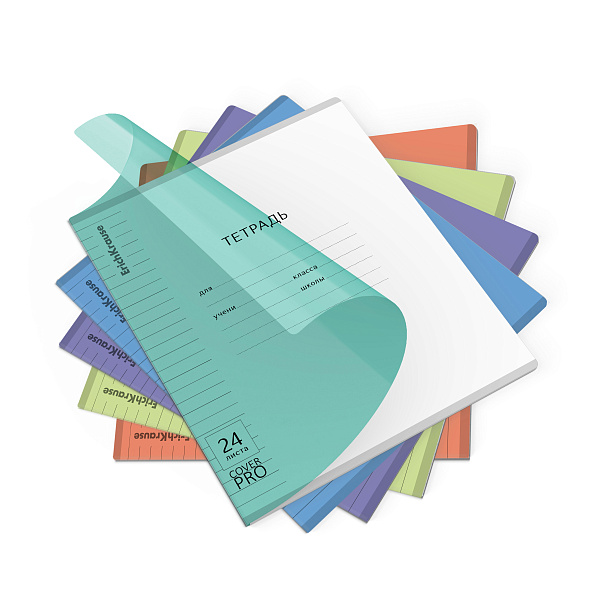 Тетрадь 24 листа в линию пластиковая обложка ErichKrause Классика CoverPro matt, Pulse, А5+, на скобе MIX-PACK