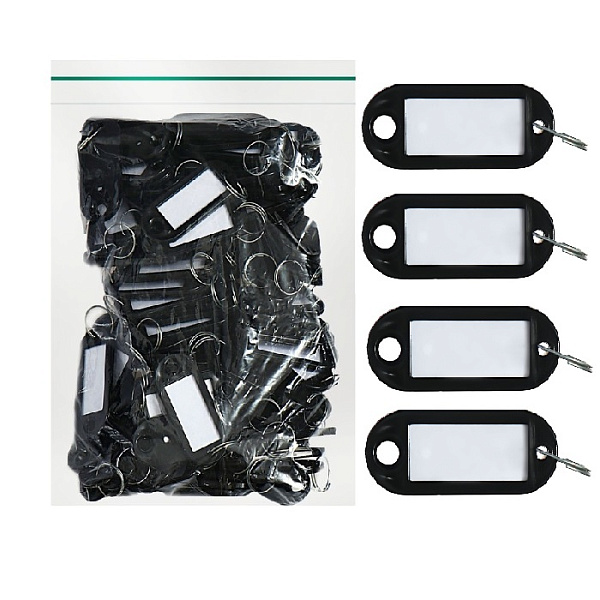 Набор брелоков для ключей 53х23 мм, окно 36х18 мм, 50 штук, цвет чёрный