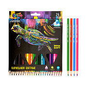 Карандаши 24 цв. "deVENTE. Trio Mega Soft" 4М, диаметр грифеля 3 мм, трехгранные, в карт.