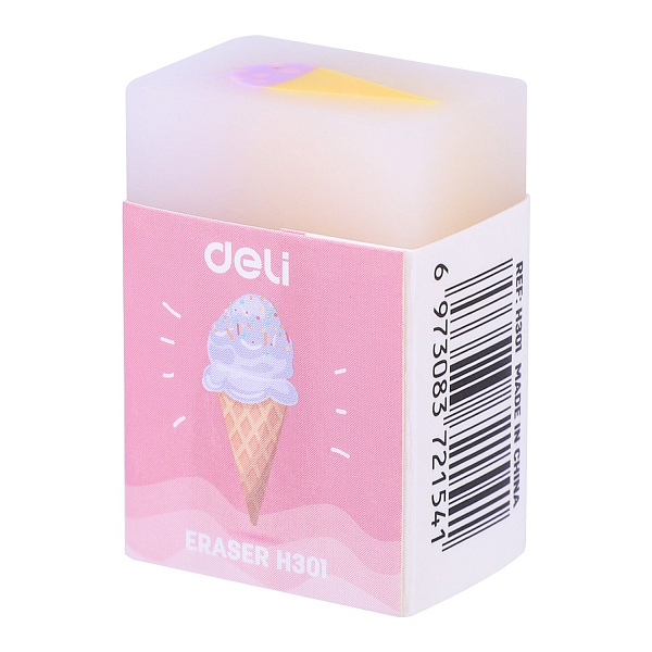 Ластик Deli прямоугольный 38х25х17мм ассорти индивидуальная картонная упаковка