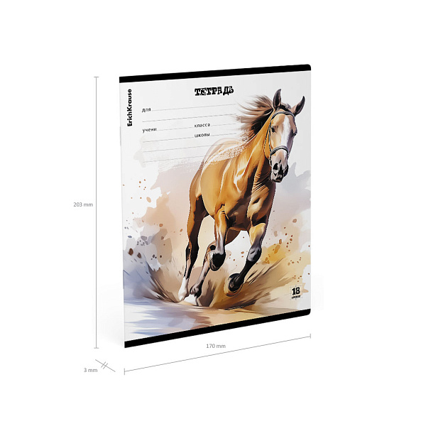 Тетрадь 18 листов в клетку ErichKrause Wild Mane, (в плёнке по 10 шт.)_MIX-PACK