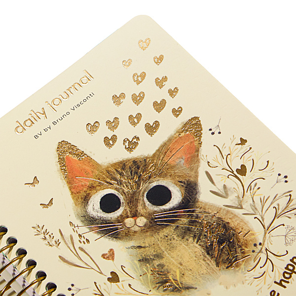 Ежедневник недат А6 136 л. НА ЗОЛОТОМ ГРЕБНЕ «CUTE DIARY» BV, "МИЛЫЙ КОТИК"