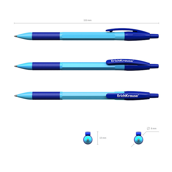Ручка шариковая автомат. 1,0 мм ErichKrause R-301 Matic&Grip Neon СИНЯЯ