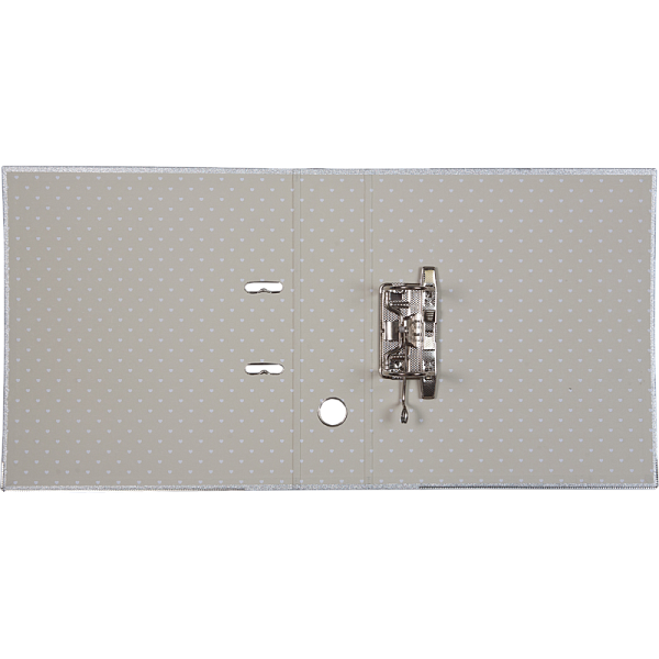 Папка с арочным механизмом "deVENTE. Glitter Shine" A4 75 мм, фактура с блестками, картонная разобранная, металлическая окантовка, цветная запечатка форзаца, в пластиковом пакете, сверкающая серебристая