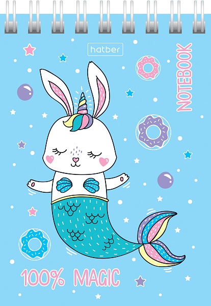 Блокнот А7 60 л. кл. на гребне "Это волшебство" Обл. мел.картон 