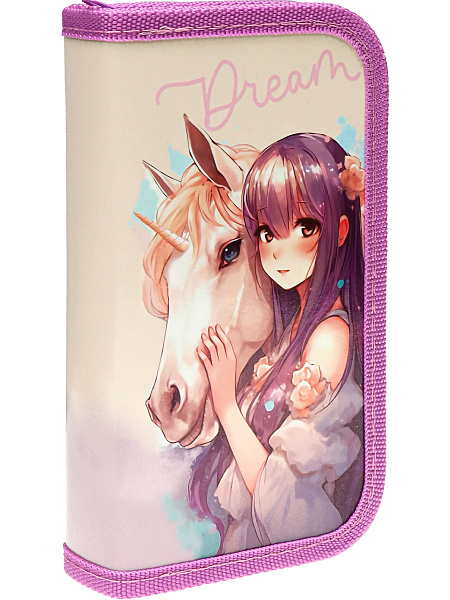 Пенал 2секц. 190*105 "АНИМЕ ЕДИНОРОГ" Большой, ламинированный картон ТМ "Profit"