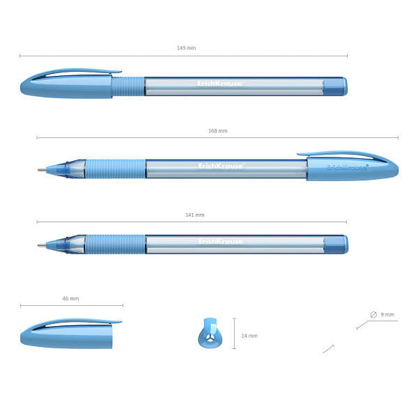 Ручка шариковая ErichKrause® U-109 Spring Stick&Grip 1.0, Ultra Glide Technology, цвет чернил синий (в коробке по 50 шт.)