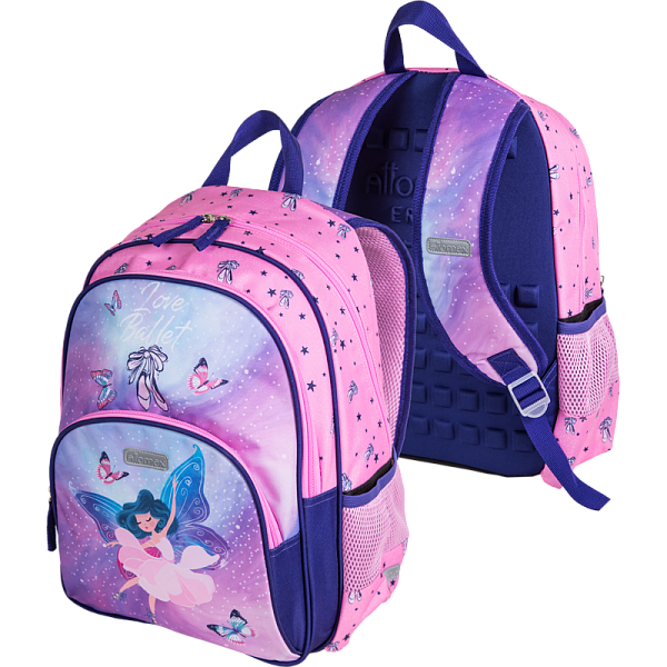 Рюкзак "Attomex. Basic. Ballet" школьный 38x27x17 см (14 л) вес 450 г, 1 отд. на молнии, 2 передних кармана на молнии и 2 боковых, эргономичная формоустойчивая спинка с массажными точками и каналами для вентиляции и мягкие S-образные регулируемые лям