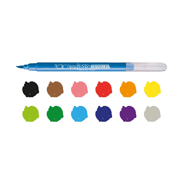 Фломастеры акварельные 12 цв. Carioca Acquarell, наконечник-кисть