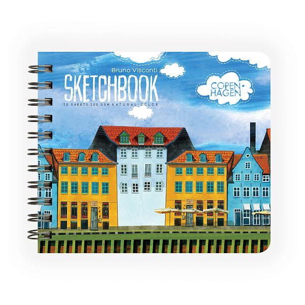SKETCHBOOK 105Х220 мм 50 л. 200 гр/м2 на гребне, без линовки (6 ВИДОВ)