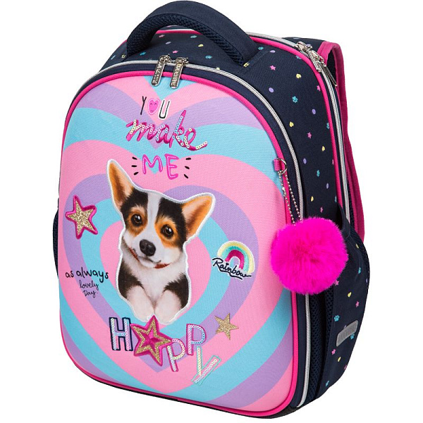 Рюкзак школьный "deVENTE. Junior. Corgi" жесткий 35x27x13 см (14 л) вес 800 г, 1 отд.на молнии,формоустойчивая спинка с двойной вентиляцией