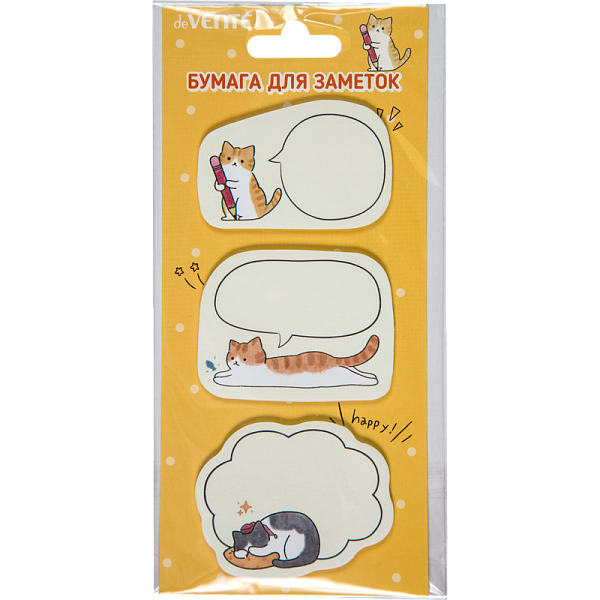 Бумага на л/п набор "deVENTE. Cat, Penguin, Hedgehog" 55x55 мм, 3x20 листов, офсет 80 г/м², печать 4+0, ассорти форм, 3 дизайна, в картонном блистере и пластиковом пакете с европодвесом