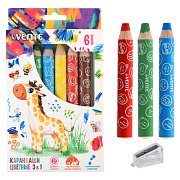 Карандаши 6 цв. "deVENTE. Jumbo 3 in 1" супер мягкие, с акварельным эффектом, утолщенные