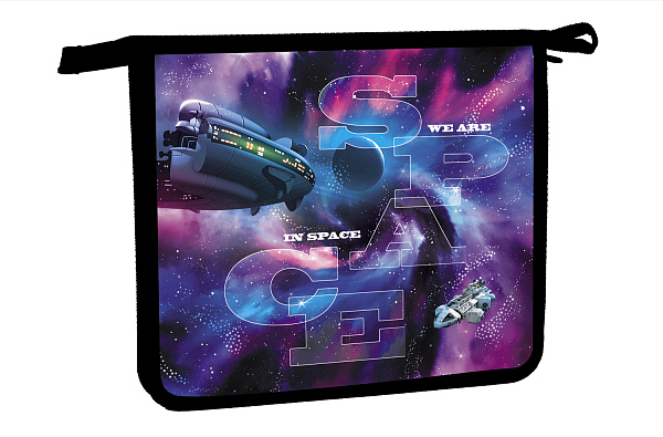 Папка для тетрадей А4 молния сверху Hatber "Мы в космосе"  в индив.упак.