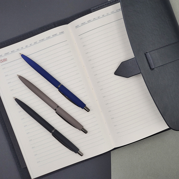 РУЧКА "SAN REMO" В ТУБУСЕ КРУГЛОЙ ФОРМЫ 1,0 ММ, СИНЯЯ  (корпус серый, футляр черный) (10129060/181119/0033219,КИТАЙ)