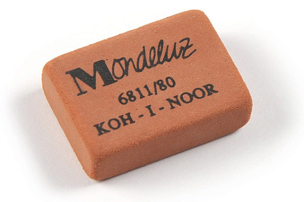 Ластик каучук MONDELUZ 6811/80 26х19х8 мм, оранжевый, для карандашей НВ-6Н