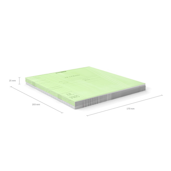 Тетрадь 12 листов в клетку пластиковая обложка ErichKrause Классика CoverPrо Neon fizzy, зеленый, А5+, на скобе 