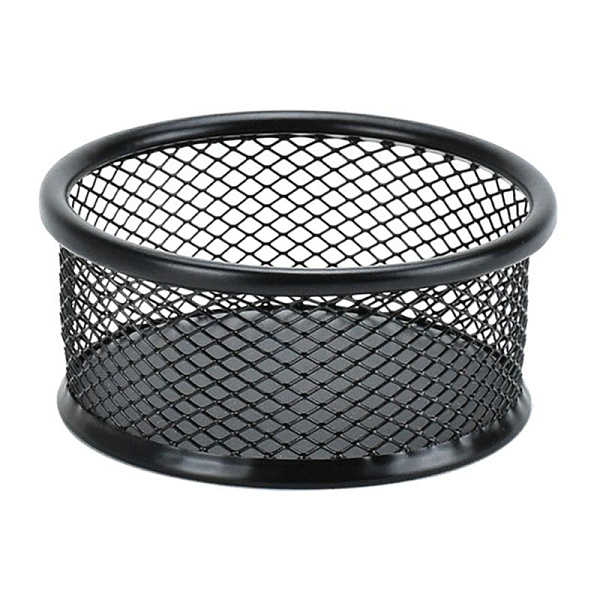 Подставка для канцелярских принадлежностей INDEX, круглая, сетка, металл, 90*40, черная