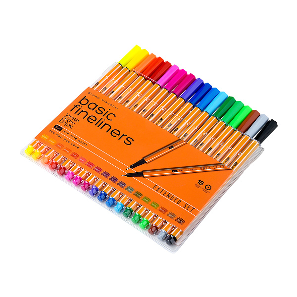 Набор скетч-линеров "Basic.Summer" В ПВХ КАРМАНЕ, 0.4 ММ, 18 ЦВ.