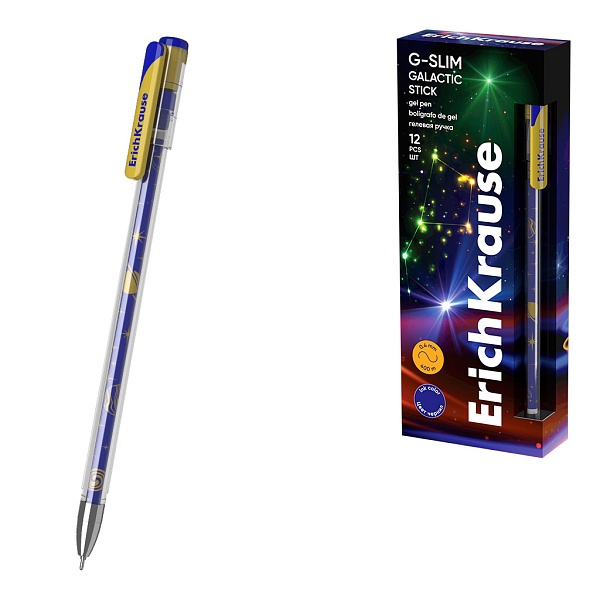 Ручка гелевая ErichKrause G-Slim Stick Galactic 0.5, цвет чернил синий (в коробке)