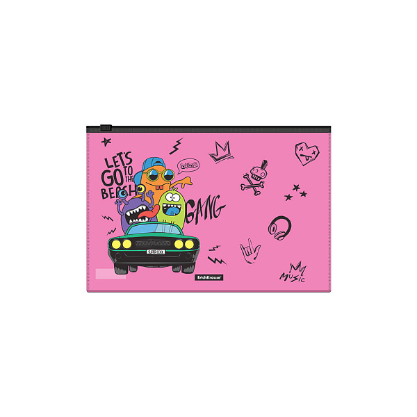 Папка на молнии В5 Zip-пакет ErichKrause® Funny Monsters, пластиковый, ассорти (в пакете по 12 шт.)