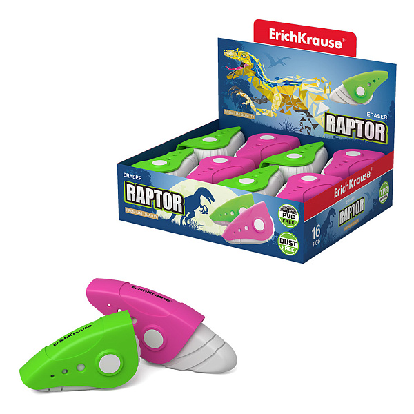 Ластик в пластиковом футляре ErichKrause® Raptor (в коробке по 16 шт.)