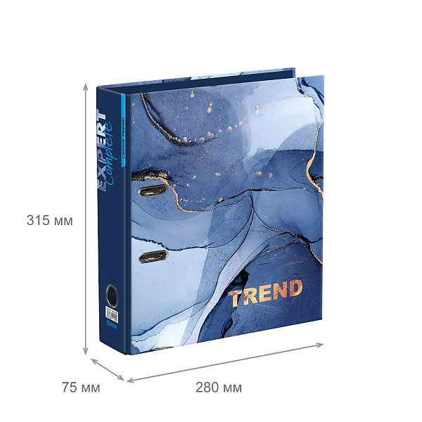 Папка-регистратор 75 мм ламинир. "Expert Complete" "Marbling" Trend A4 арочный механ. глянцевый серый EC751705