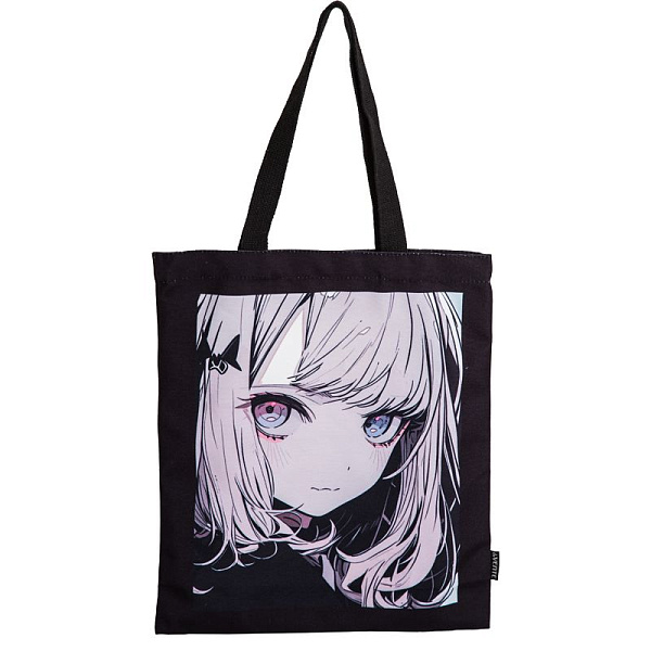 Сумка-шоппер "deVENTE. Tokyo Girls" 35х40 см, плотный полиэстер, 1 отделение на магнитной кнопке, 1 внутренний карман на молнии, с рисунком