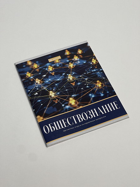 Тетрадь предметная 36 листов "Картинки" Обществознание, со справочным материалом, обложка мелованная бумага, блок №2 (серые листы)