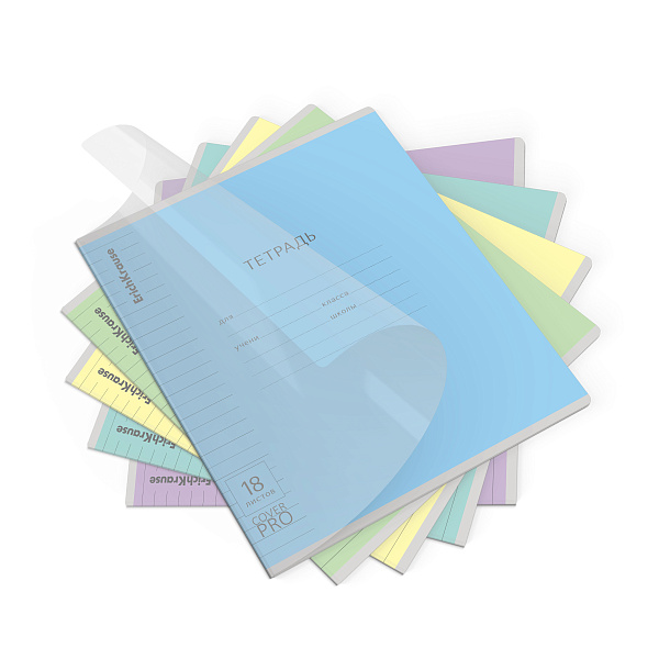 Тетрадь 18 л. лин. пластиковая обложка ErichKrause Классика CoverPrо glossy, А5+, на скобе MIX-PACK