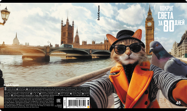 Тетрадь 48 листов в клетку "CatVoyage", глянцевая ламинация ErichKrause  _MIX-PACK 