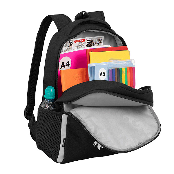 Рюкзак школьный с картхолдером на держателе (/1 черный - фосфорный)