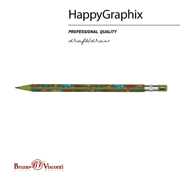 Карандаш механический 2,0 мм "FunGraphix. Машинки" с точилкой