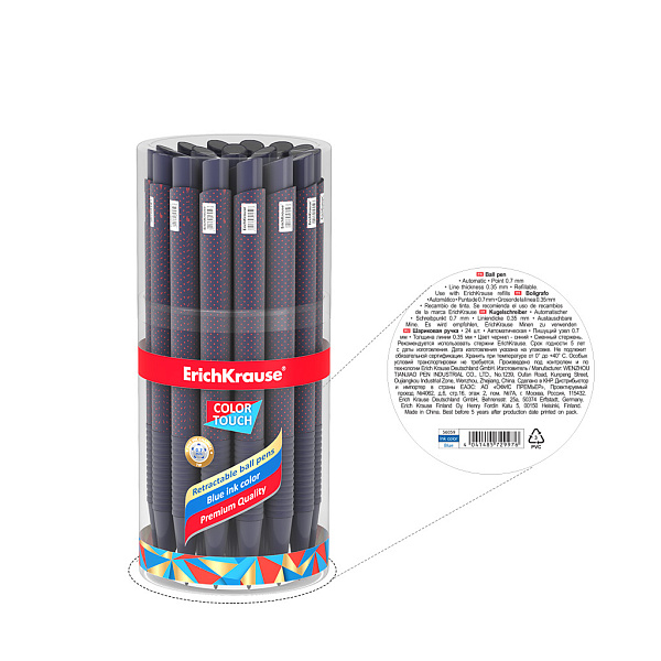 Ручка шариковая автомат. 0,7 мм ErichKrause ColorTouch Matic&Grip Dots in Blue СИНЯЯ