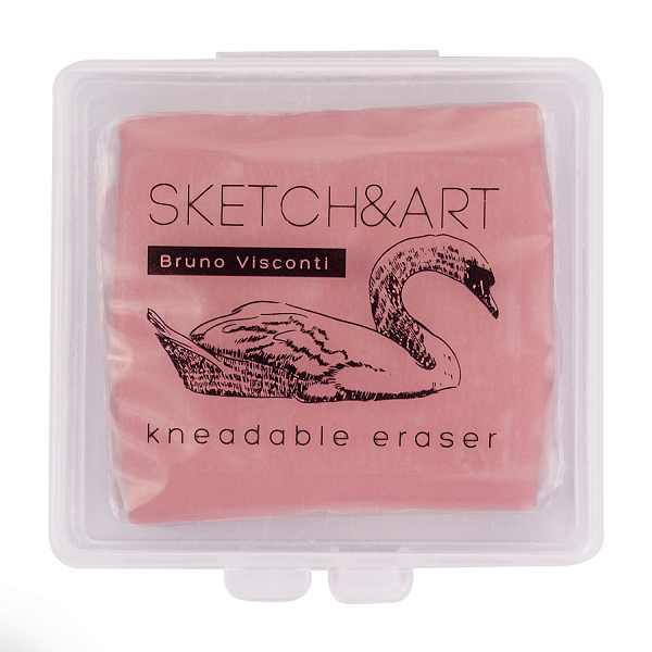 Ластик-клячка "SKETCH&ART" РОЗОВЫЙ/ГОЛУБОЙ, ХУДОЖЕСТВЕННЫЙ в пластиковой коробочке 