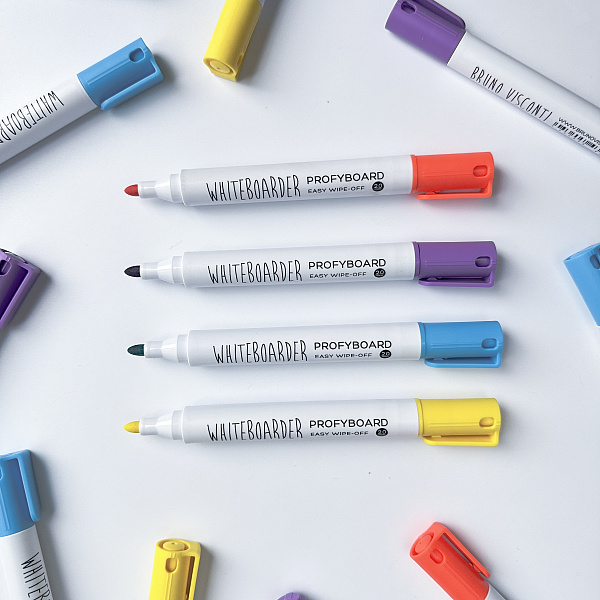 Набор маркеров д/досок 4 шт. "PROFYBOARD", ЖЕЛТЫЙ/ГОЛУБОЙ/ОРАНЖЕВЫЙ/ФИОЛЕТОВЫЙ 