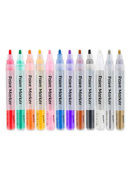 Набор маркер-краска художественный на спиртовой основе TWOHANDS Paint marker 2-3мм,12 цв в пласт.фут,