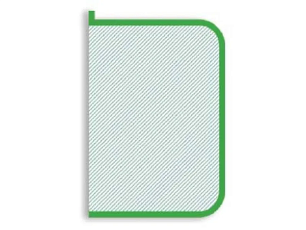 Папка для тетрадей А4 молния вокруг, б/цв, зеленая окантовка прозрачный пластик