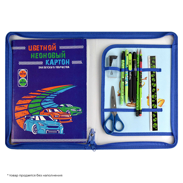 Папка для труда А4 Феникс+ "ГЛОБУС" (полипропилен, 22.8x32.8 см, 1 отд., молния, внутренний разделитель с эластичными держателями для канцелярских пр