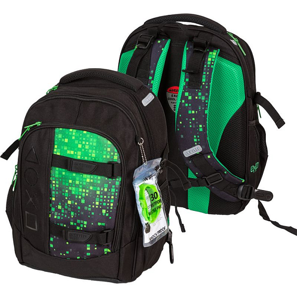Рюкзак "deVENTE. Ergo. Game" школьный 39x28x20 см (18 л) 600 г, 2 отделения на молнии, одно с уплотненным отделением для ноутбука до 15 дюймов и книг и карманом для учебников, второе с органайзером и карабином для ключей, передний карман на молнии с 