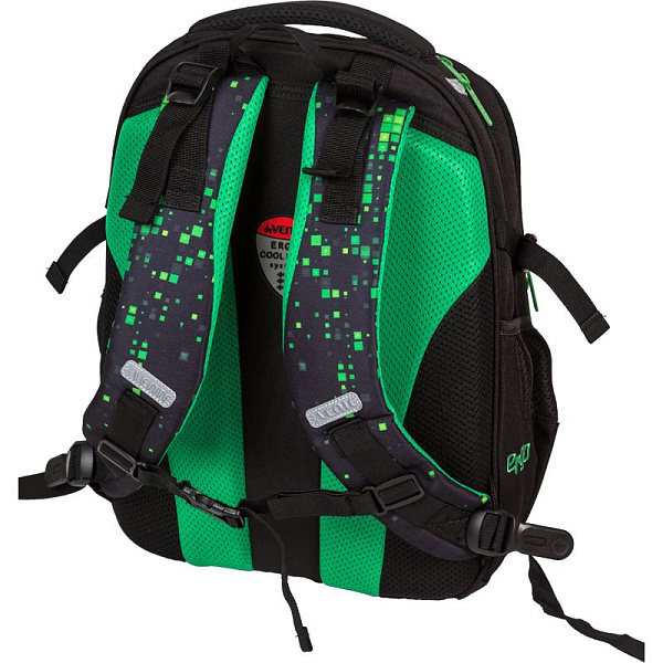 Рюкзак "deVENTE. Ergo. Game" школьный 39x28x20 см (18 л) 600 г, 2 отделения на молнии, одно с уплотненным отделением для ноутбука до 15 дюймов и книг и карманом для учебников, второе с органайзером и карабином для ключей, передний карман на молнии с 
