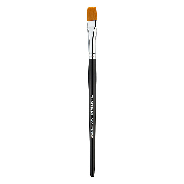 Кисть для акрила Sketchmarker 342 синтетика мягкая плоская ручка короткая №12